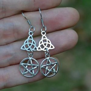 - Triquetra Celtic knot w pentagram earrings silver tone new nwt